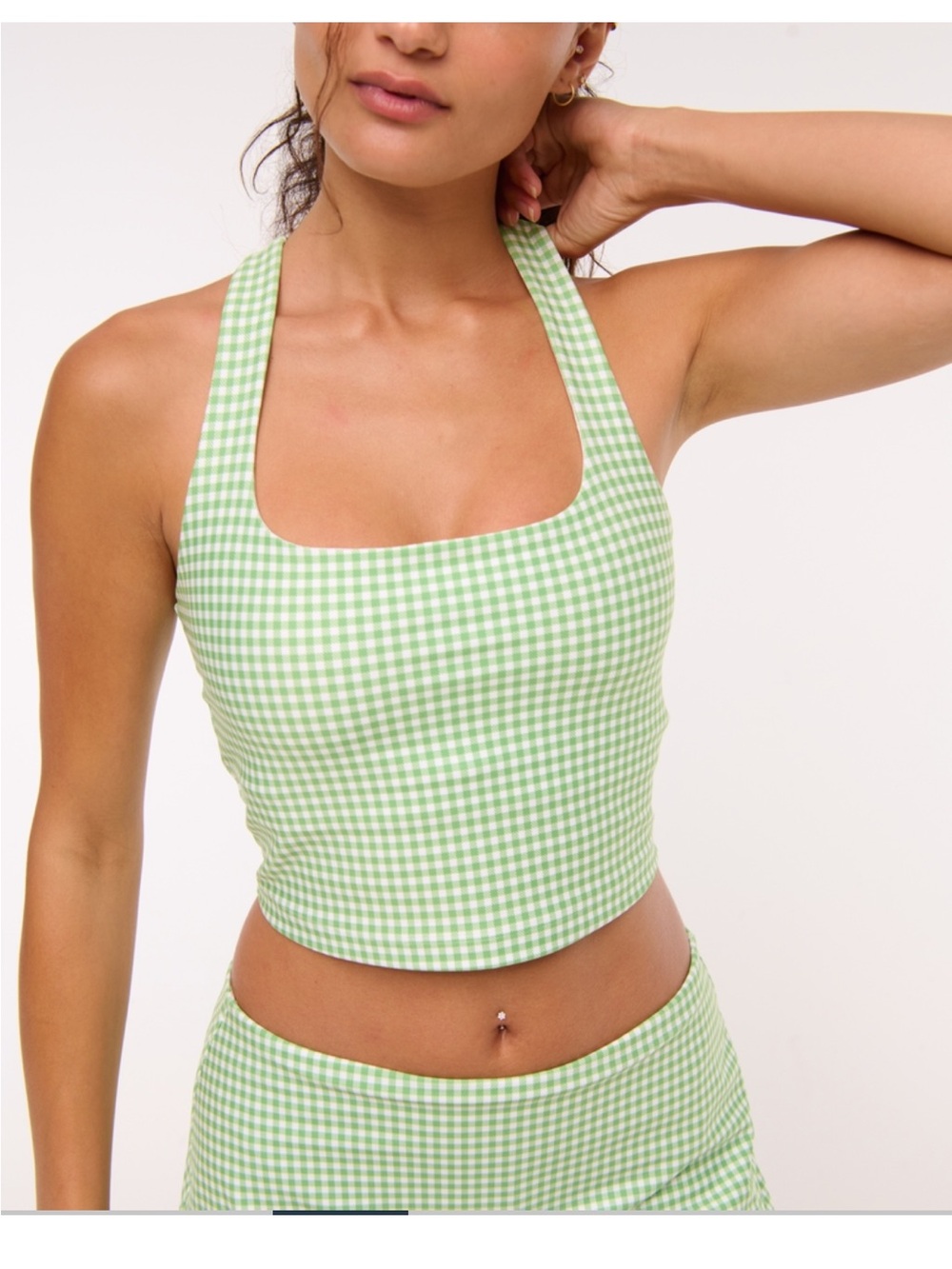 Abercrombie & Fitch YPB Green Gingham Halter Tank Top